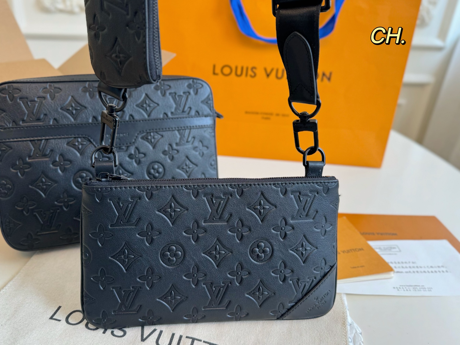 Louis Vuitton Trio Messenger Bag - Embossed Leather, Black Monogram 4 i1746763752679 3736 0 2