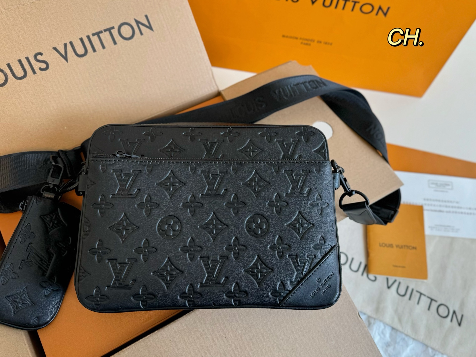 Louis Vuitton Trio Messenger Bag - Embossed Leather, Black Monogram 2 i1746763755209 5309 0 0