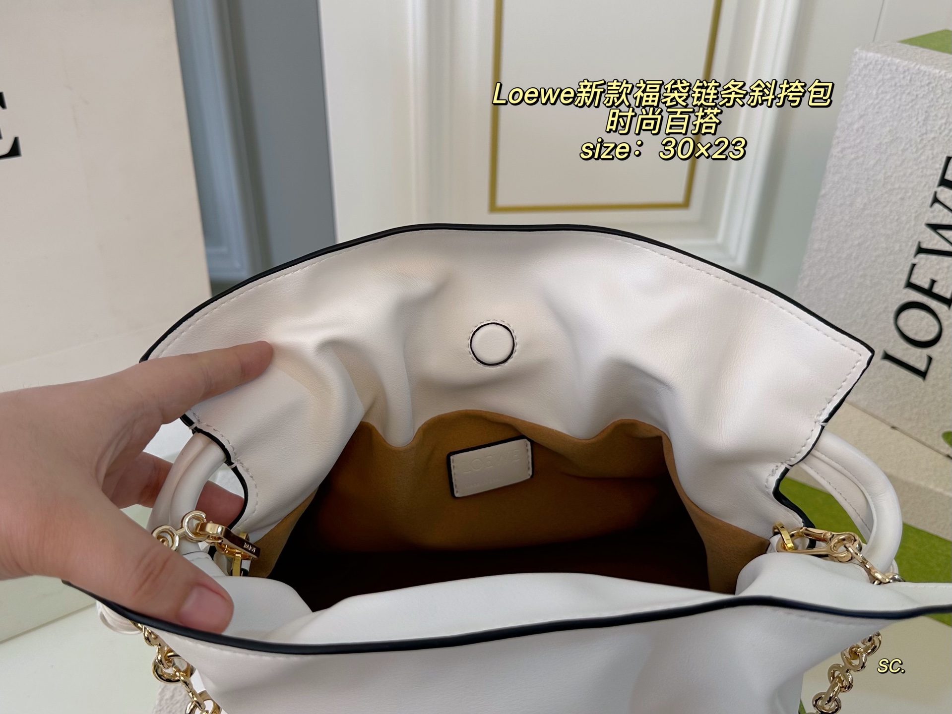 Loewe Fortune Cookie Chain Crossbody Bag, Trendy and Versatile 10 i1751083419637 3962 0 8