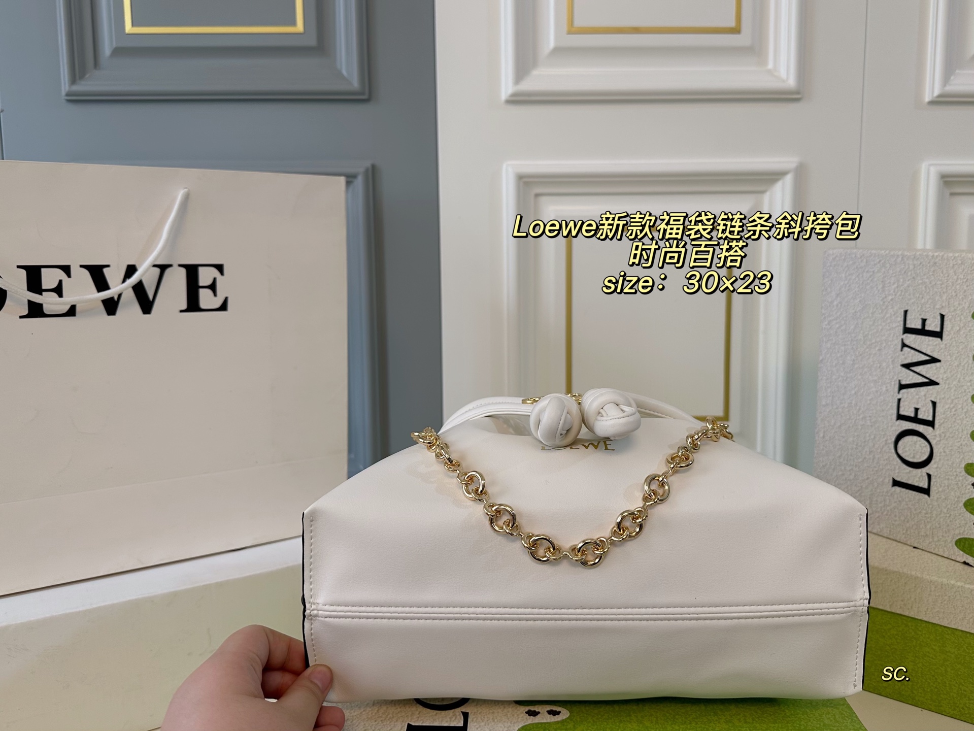 Loewe Fortune Cookie Chain Crossbody Bag, Trendy and Versatile 6 i1751083419637 9438 0 4