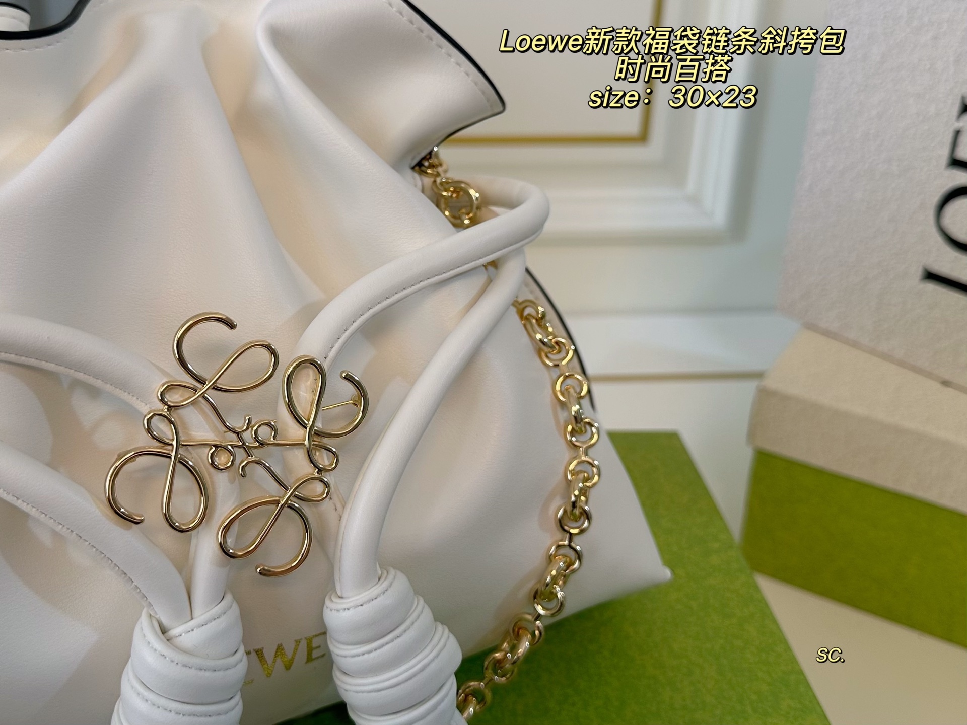 Loewe Fortune Cookie Chain Crossbody Bag, Trendy and Versatile 8 i1751083431835 4725 0 6