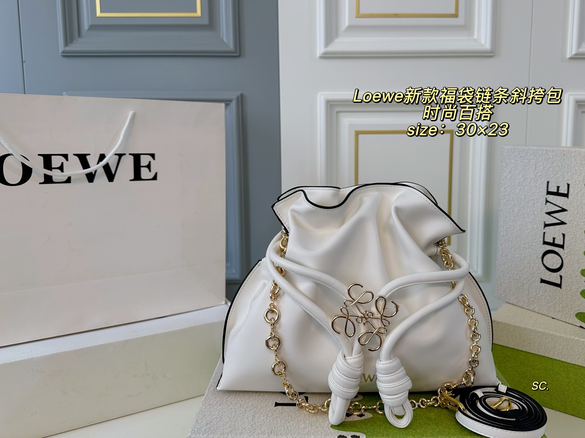 Loewe Fortune Cookie Chain Crossbody Bag, Trendy and Versatile 2 i1751083431851 1792 0 0
