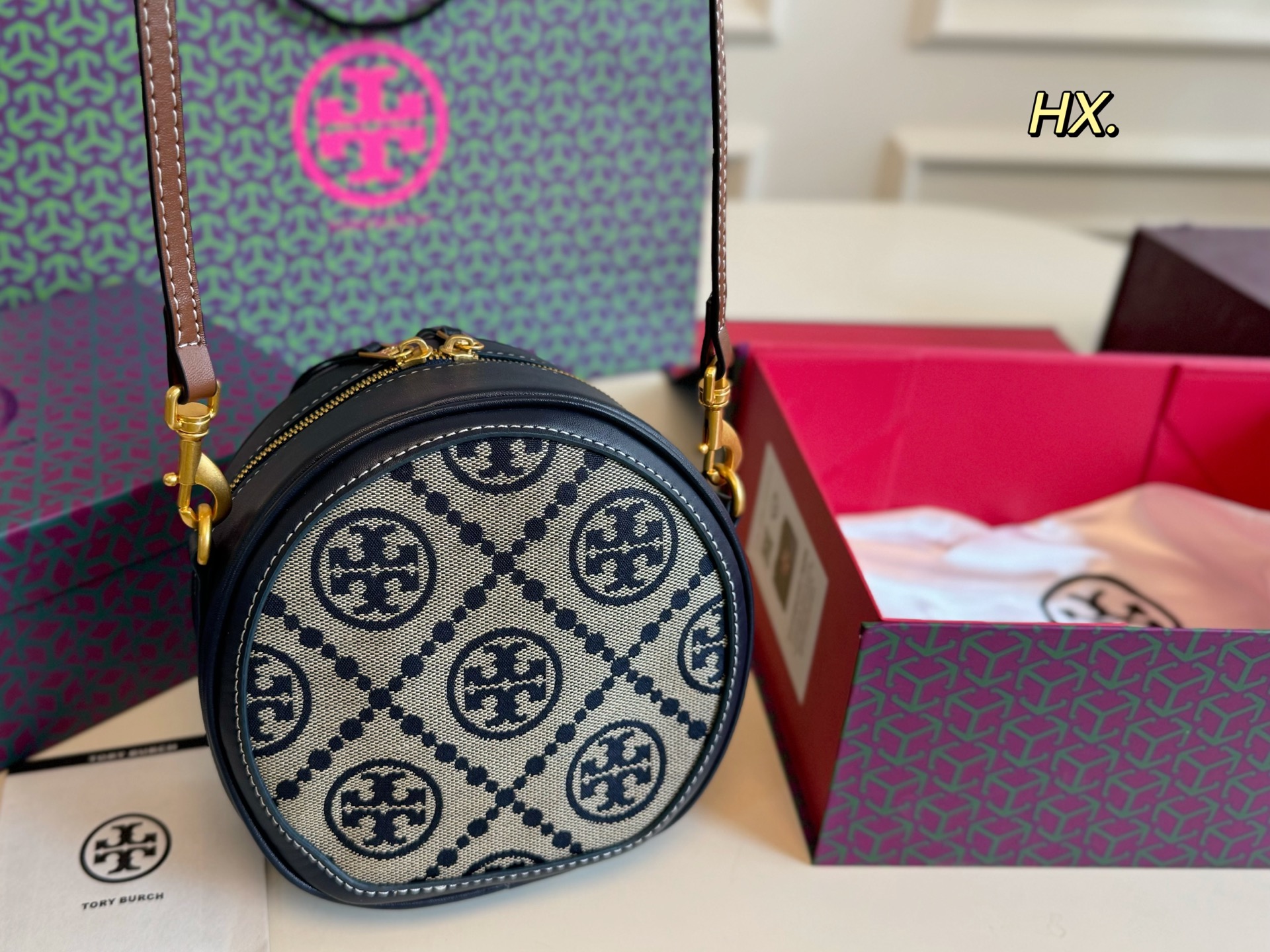 Tory Burch Round Crossbody Bag, Jacquard, Leather Trim, Adjustable Strap 7 i1751085664719 1555 0 4