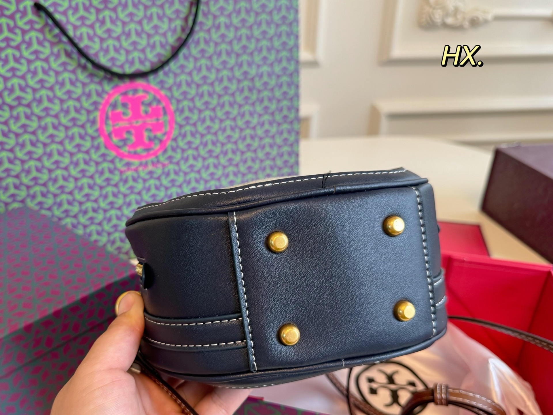 Tory Burch Round Crossbody Bag, Jacquard, Leather Trim, Adjustable Strap 6 i1751085664806 7809 0 3