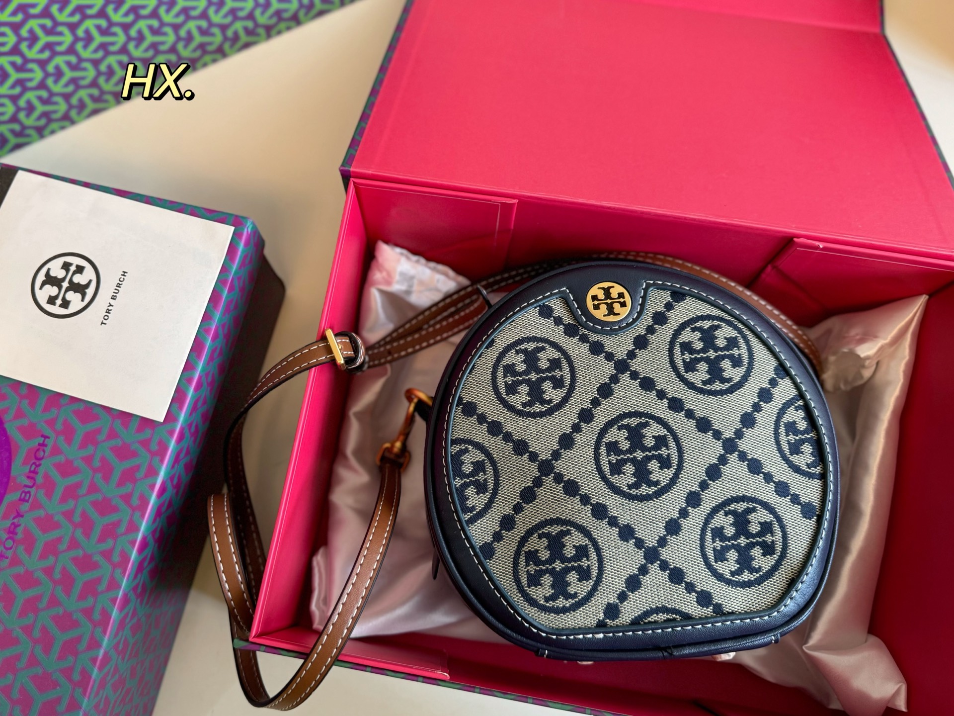 Tory Burch Round Crossbody Bag, Jacquard, Leather Trim, Adjustable Strap 4 i1751085667379 2381 0 7