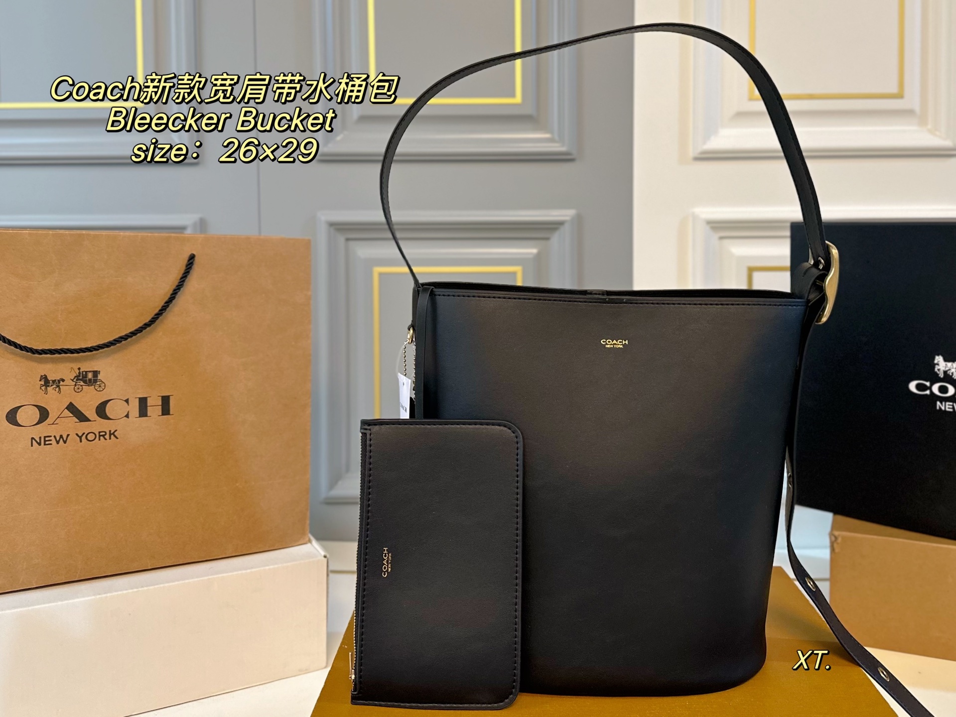 (Con caja) Tamaño: 26×29. Nuevo bolso cubo Bleecker Bucket bag de COACH. Casual pero no descuidado, lleno de …