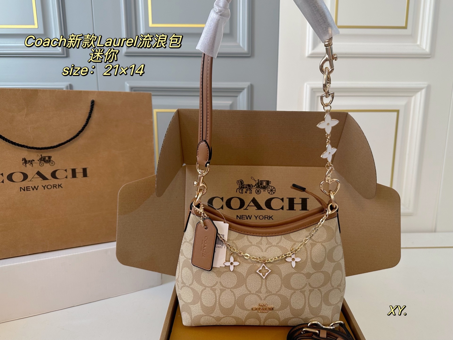 Mini (caja de avión) tamaño: 21×14 mini. COACH Coach nuevo Laurel bolso de vagabundo 💕 con dos correas cortas, se pued…