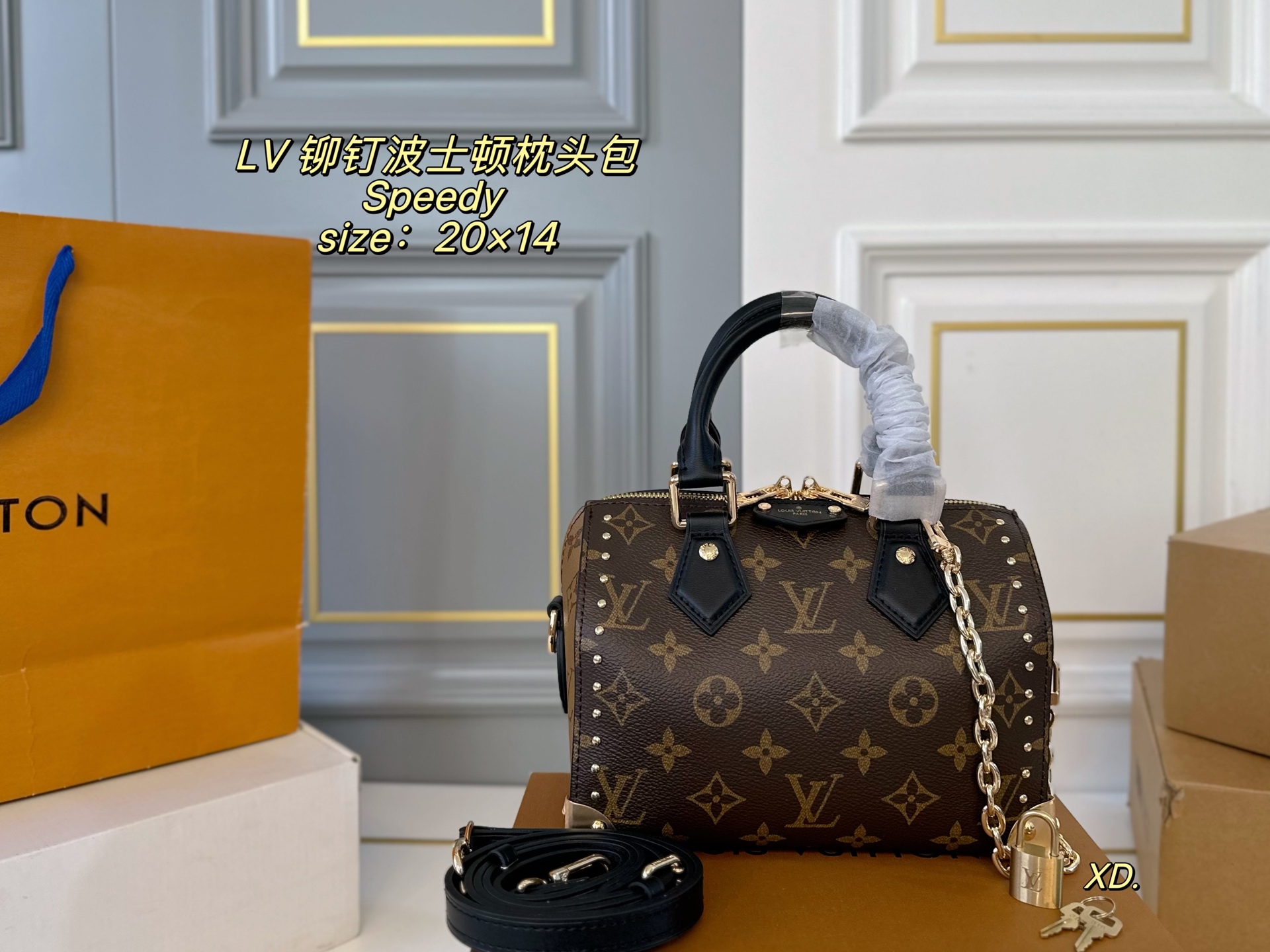 P263 20cm Folding Box | | Size: 20×14 | Lv Louis Vuitton Rivet Speedy Boston Pillow Bag | Classic And Versatile, Lightweight And Fashionable | Rivets Four-corner Edging, Full Of Details | With Short Shoulder Strap, Can Be Carried By Hand Or Under The Armpit | Strong Retro Style, Fashionable And Versatile, Super Practical️