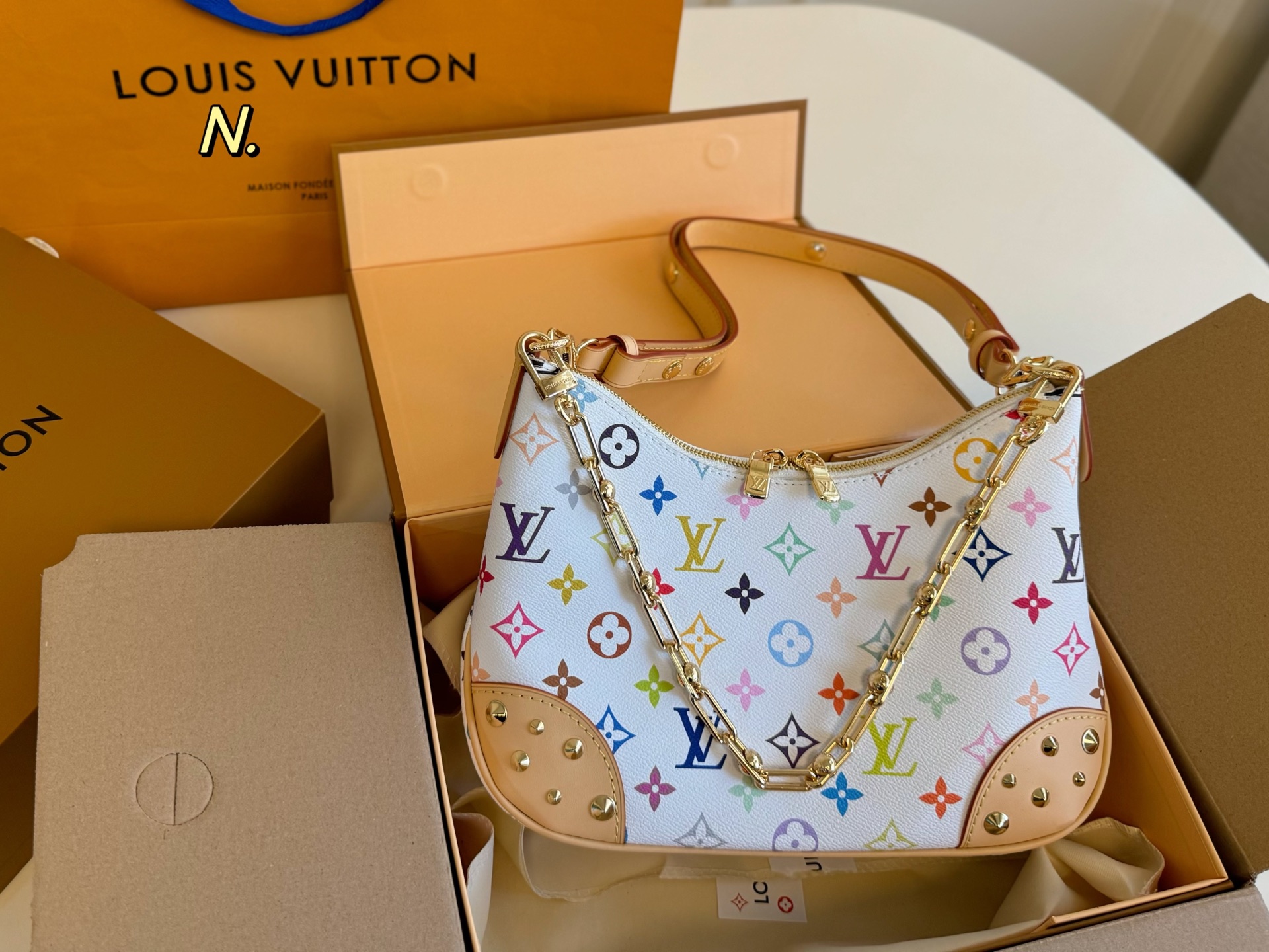 P263 Folding Box Airplane Box | | Size: 25×16 | Lv Louis Vuitton Boulogne Rivet Second-hand Croissant | Classic Old-fashioned Color, Versatile Style | The Bag Is Light And Does Not Look Bulky | Two Shoulder Straps, Various Carrying Methods | Super Easy To Match, Practical And Beautiful
