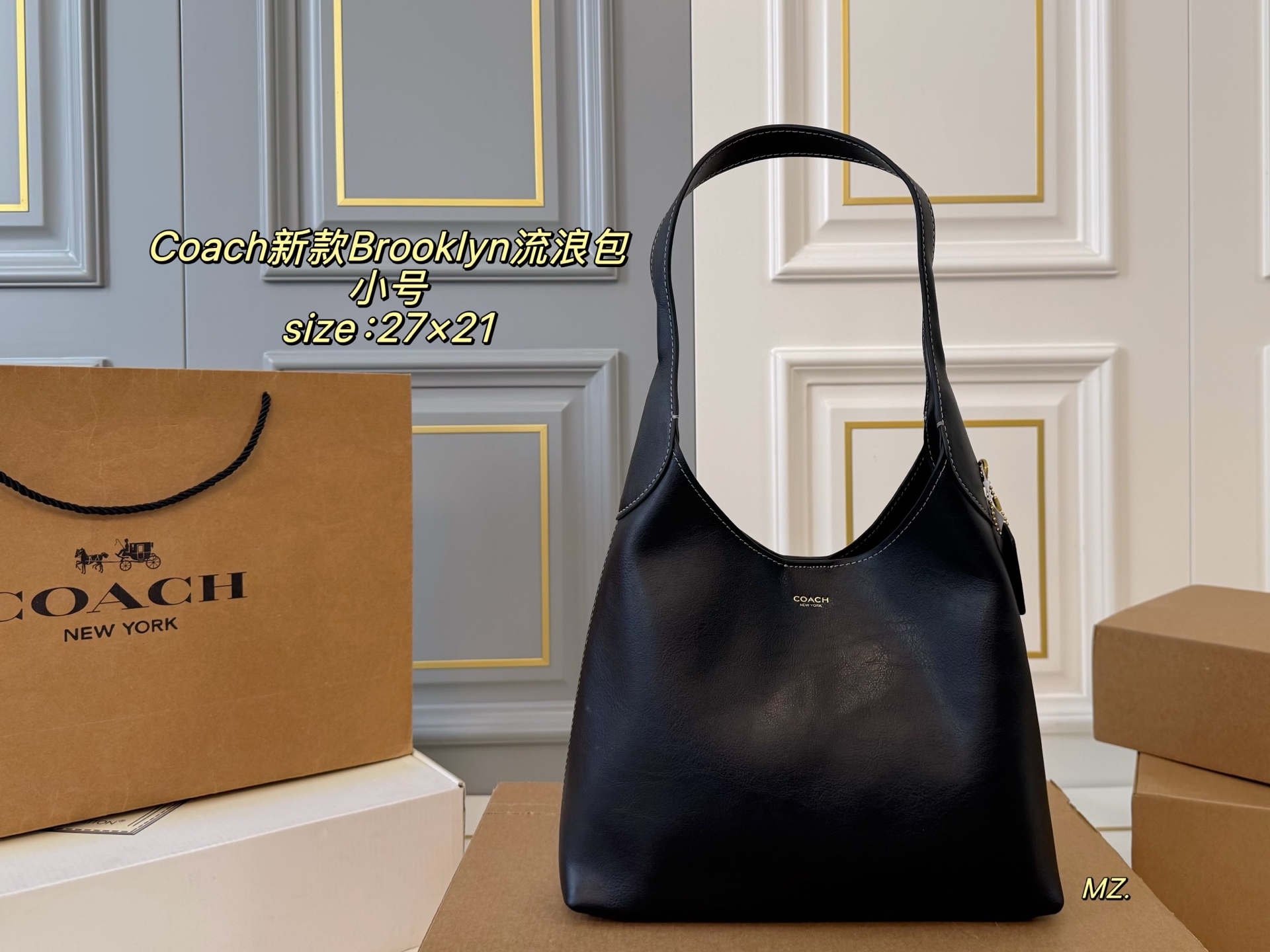 Pequeño (caja de avión) tamaño: 27×21 pequeño COACH nuevo Brooklyn bolso vagabundo❤️ Diseño minimalista, discreto, fáci…
