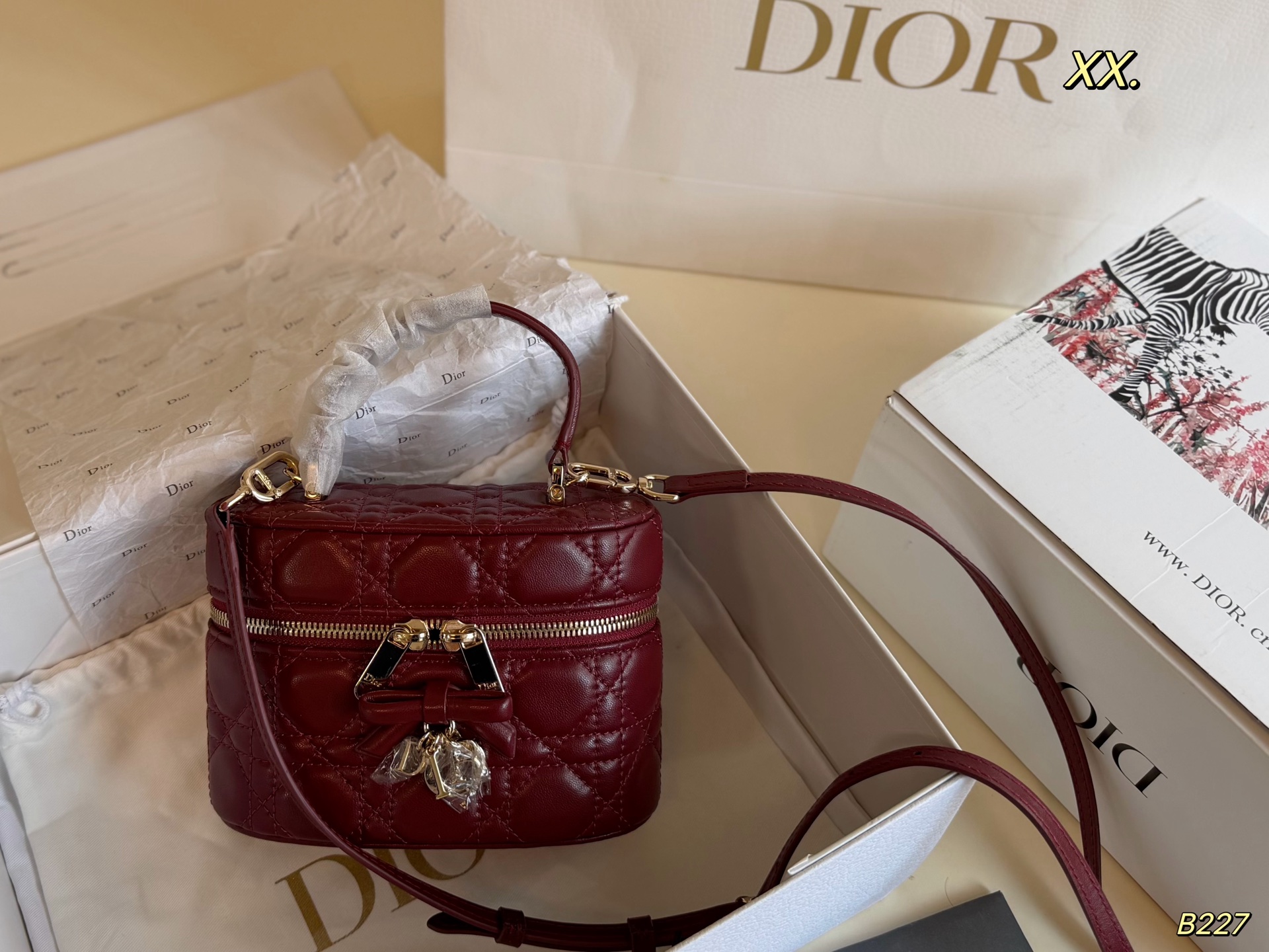 Dior Burgundy Quilted Leather crossbody shoulder