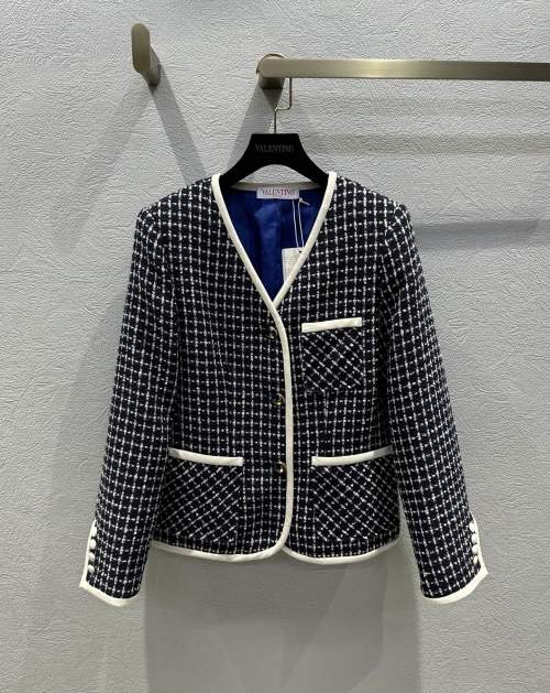Valentino Women's Tweed Jacket with Contrasting Trim - Fall/Winter Collection 1 Valentino Women's Tweed Jacket with Contrasting Trim - Fall/Winter Collection