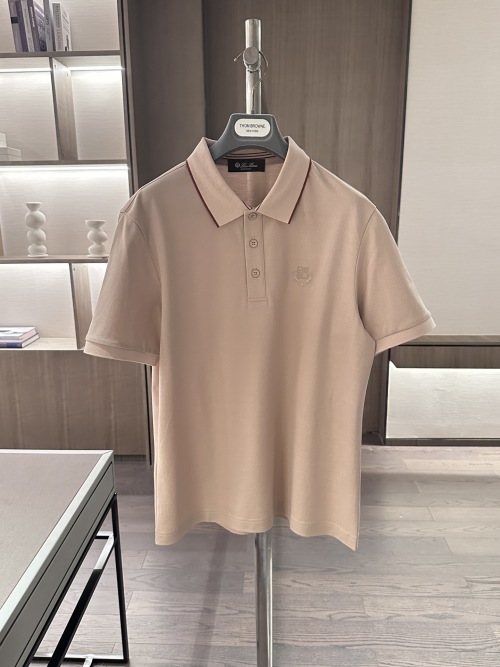 Loro Piana Men's Silk-Cotton Polo Shirt, Embroidered Short Sleeve Casual Top 1 Loro Piana Men's Silk-Cotton Polo Shirt, Embroidered Short Sleeve Casual Top