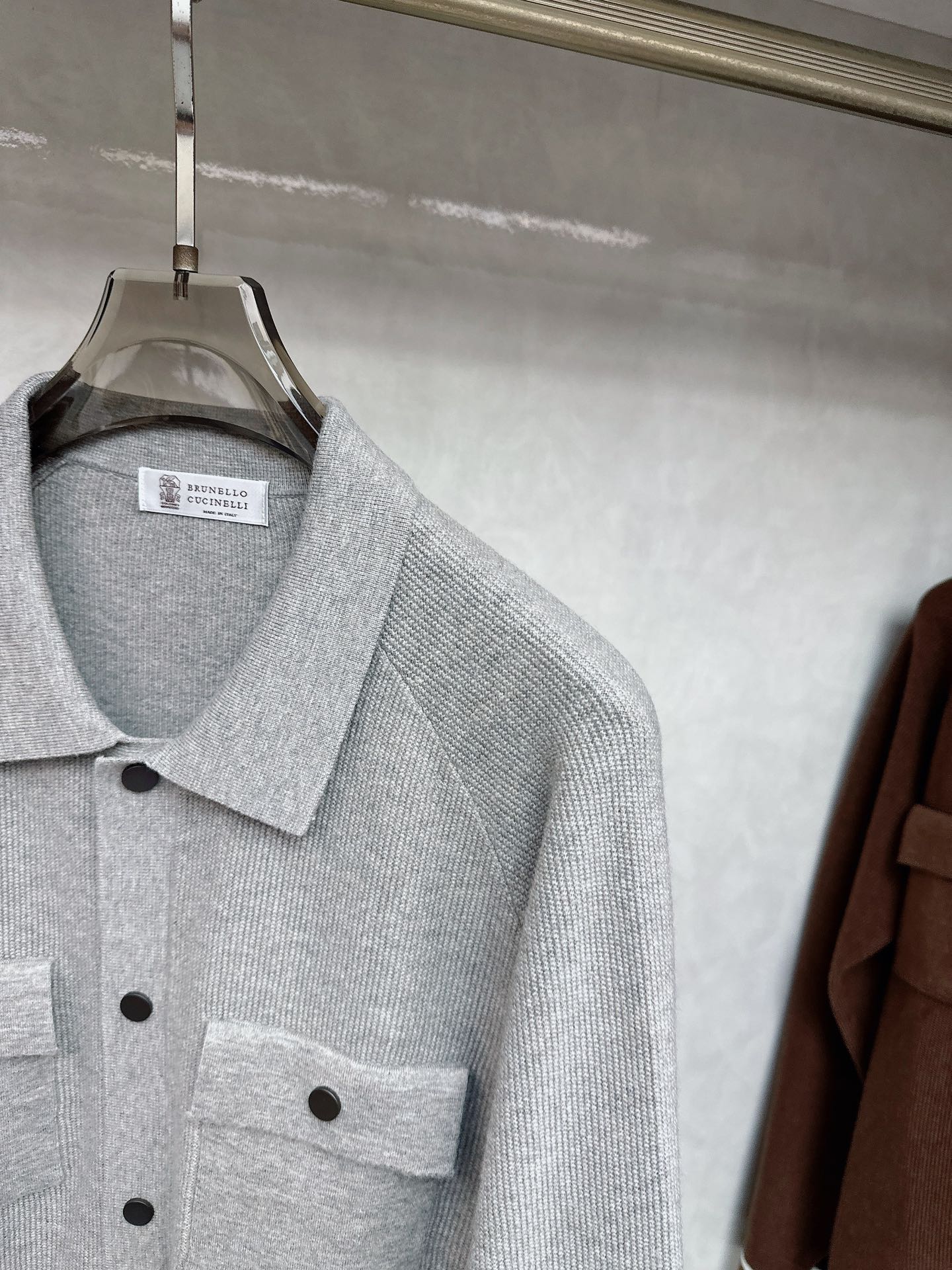 BrunelloCucinelli布鲁内洛．库奇内利 BC 2025ss秋冬新品翻领针织毛衣外套，美式穿
