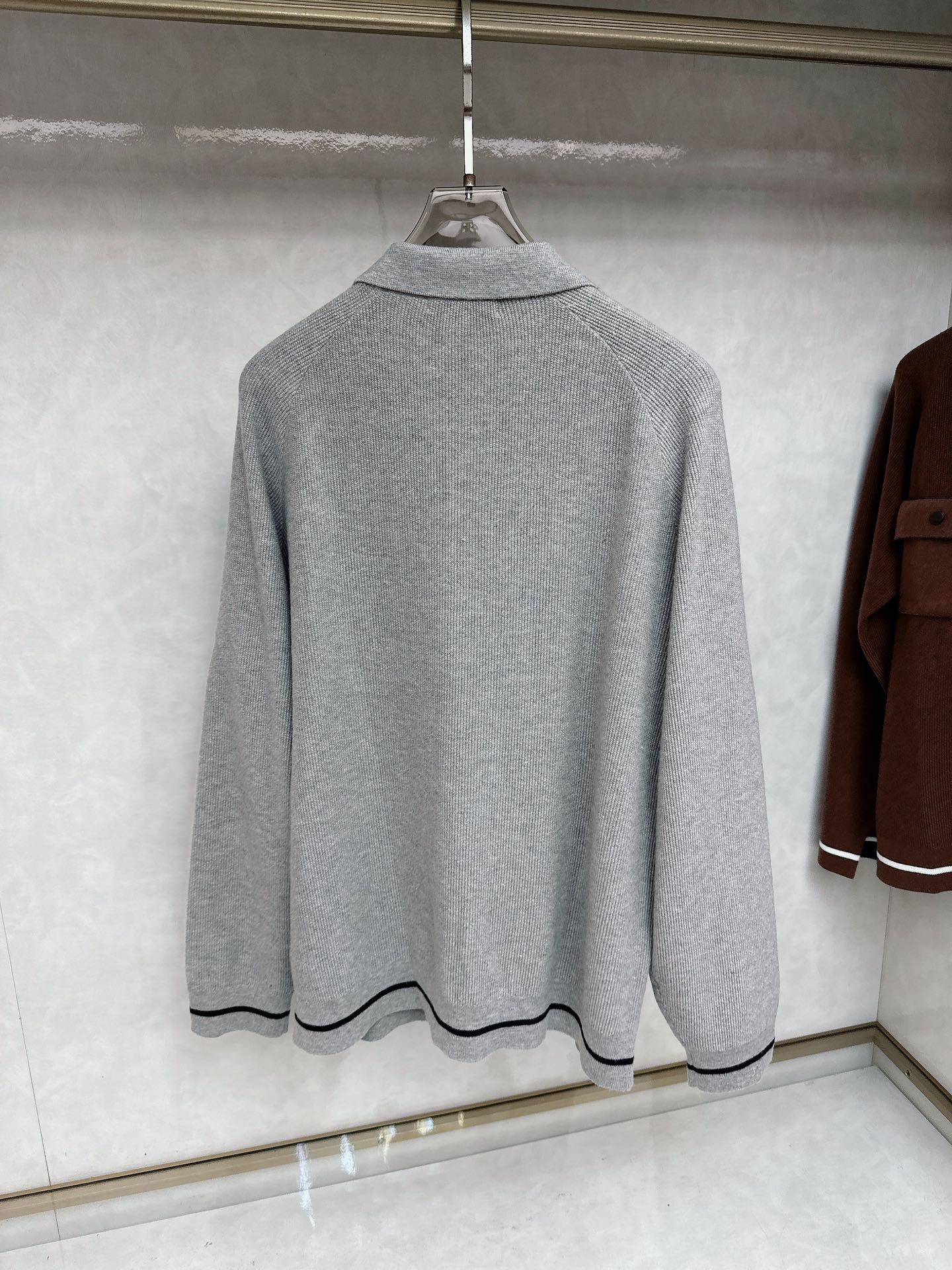 BrunelloCucinelli布鲁内洛．库奇内利 BC 2025ss秋冬新品翻领针织毛衣外套，美式穿