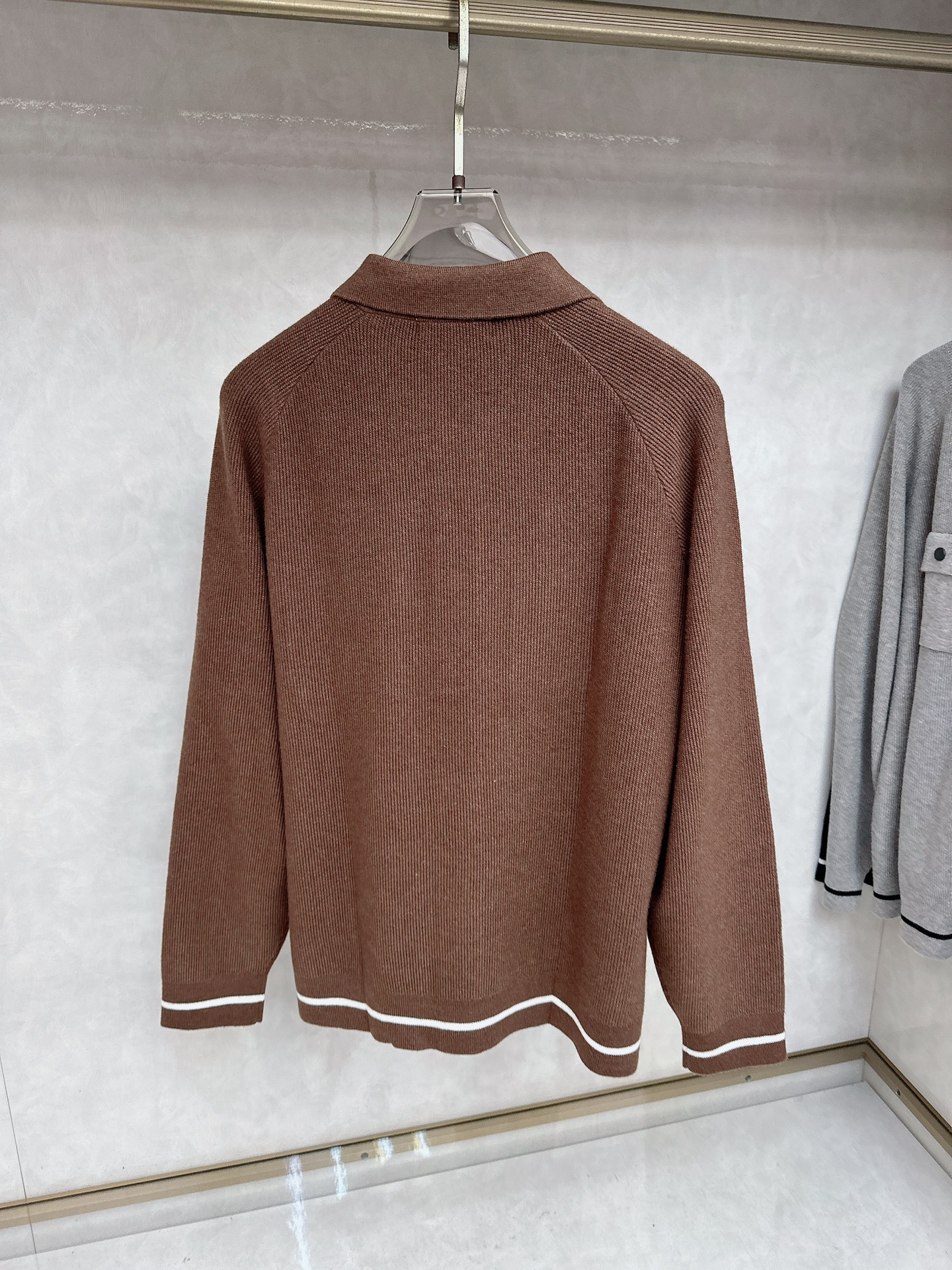 BrunelloCucinelli布鲁内洛．库奇内利 BC 2025ss秋冬新品翻领针织毛衣外套，美式穿