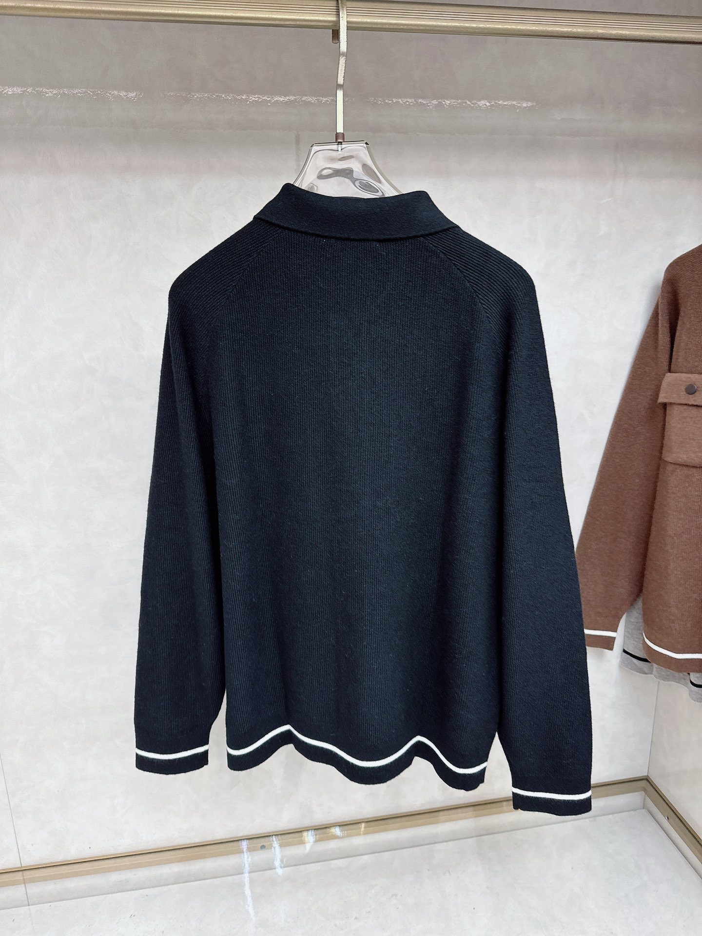 BrunelloCucinelli布鲁内洛．库奇内利 BC 2025ss秋冬新品翻领针织毛衣外套，美式穿