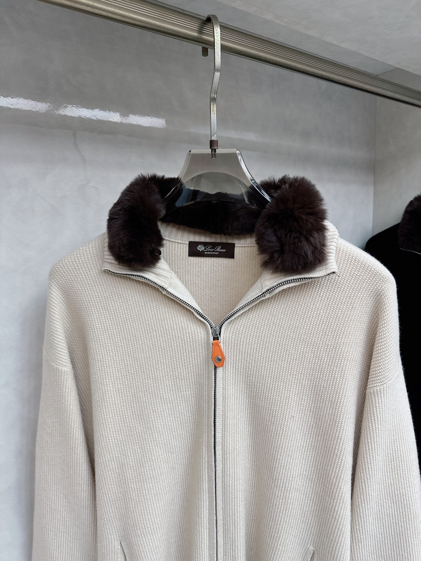 LLoroana 2025ss秋冬新品毛领拉链针织毛衣外套，毛领可拆卸设计，美式穿搭经典设计 基础色随意