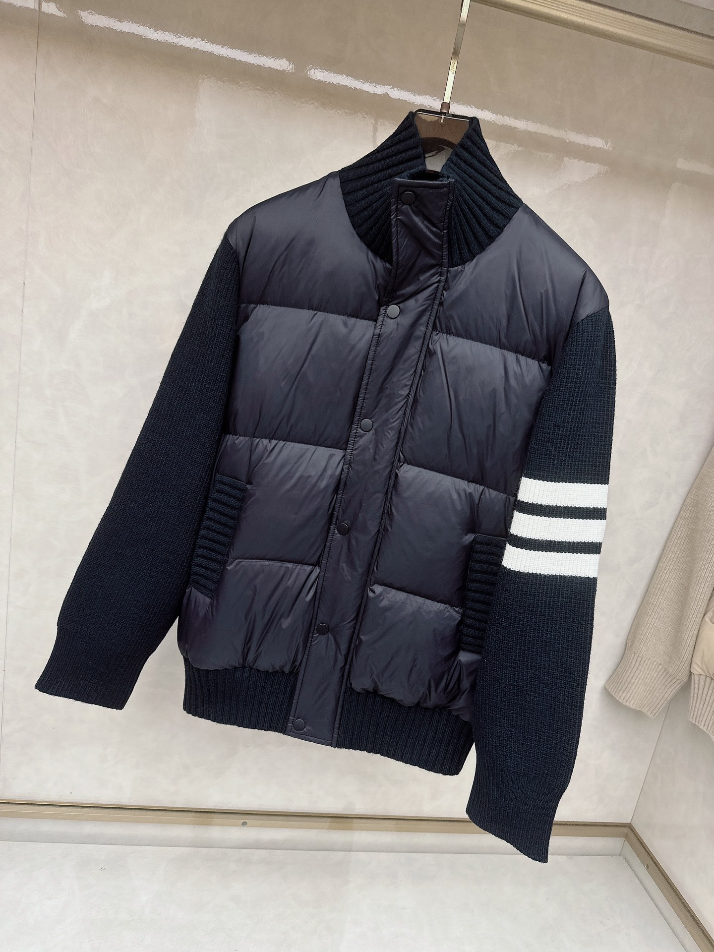 【ThomBrownet】TB家针织拼接四条杠带帽羽绒服女款越简单就越好看!!永恒不变的真理门简实穿主义