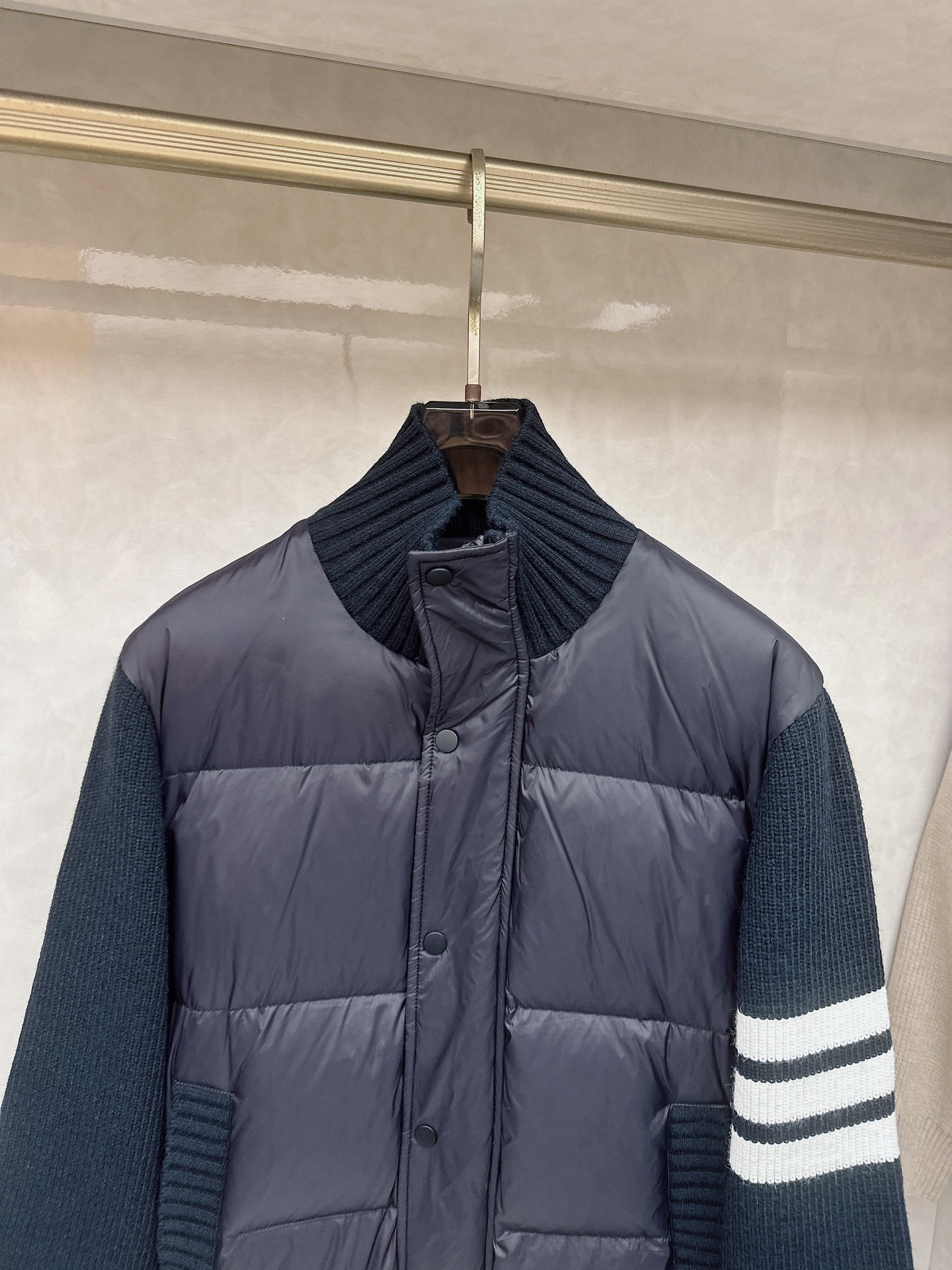 【ThomBrownet】TB家针织拼接四条杠带帽羽绒服女款越简单就越好看!!永恒不变的真理门简实穿主义