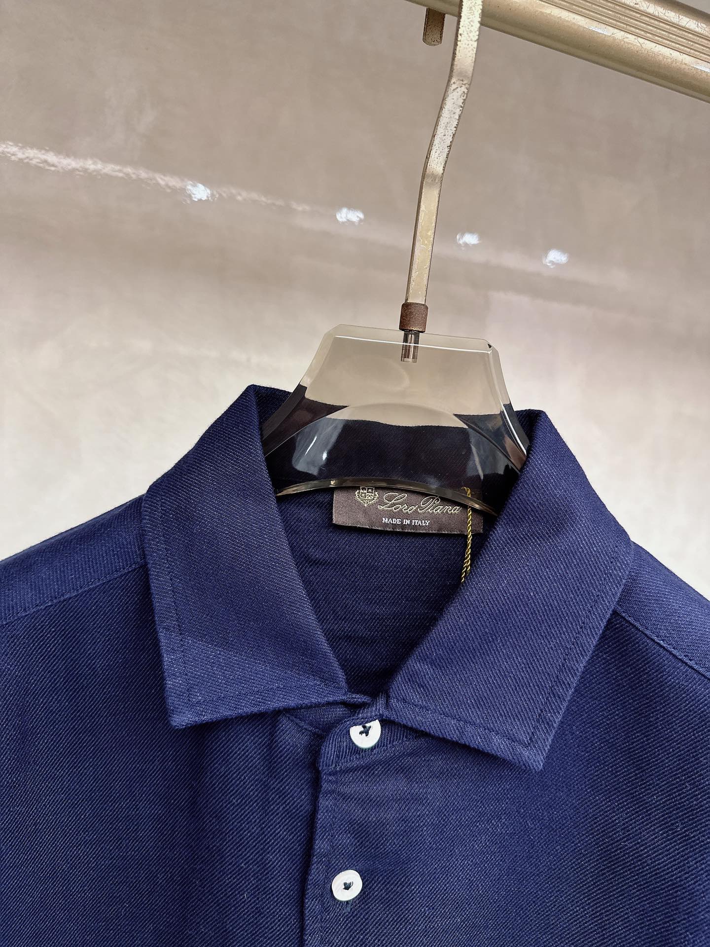 Loro piana 顶级品质Loro piana徽标刺绣亚麻长袖衬衫，三标齐全，原版定制logo刻字纽