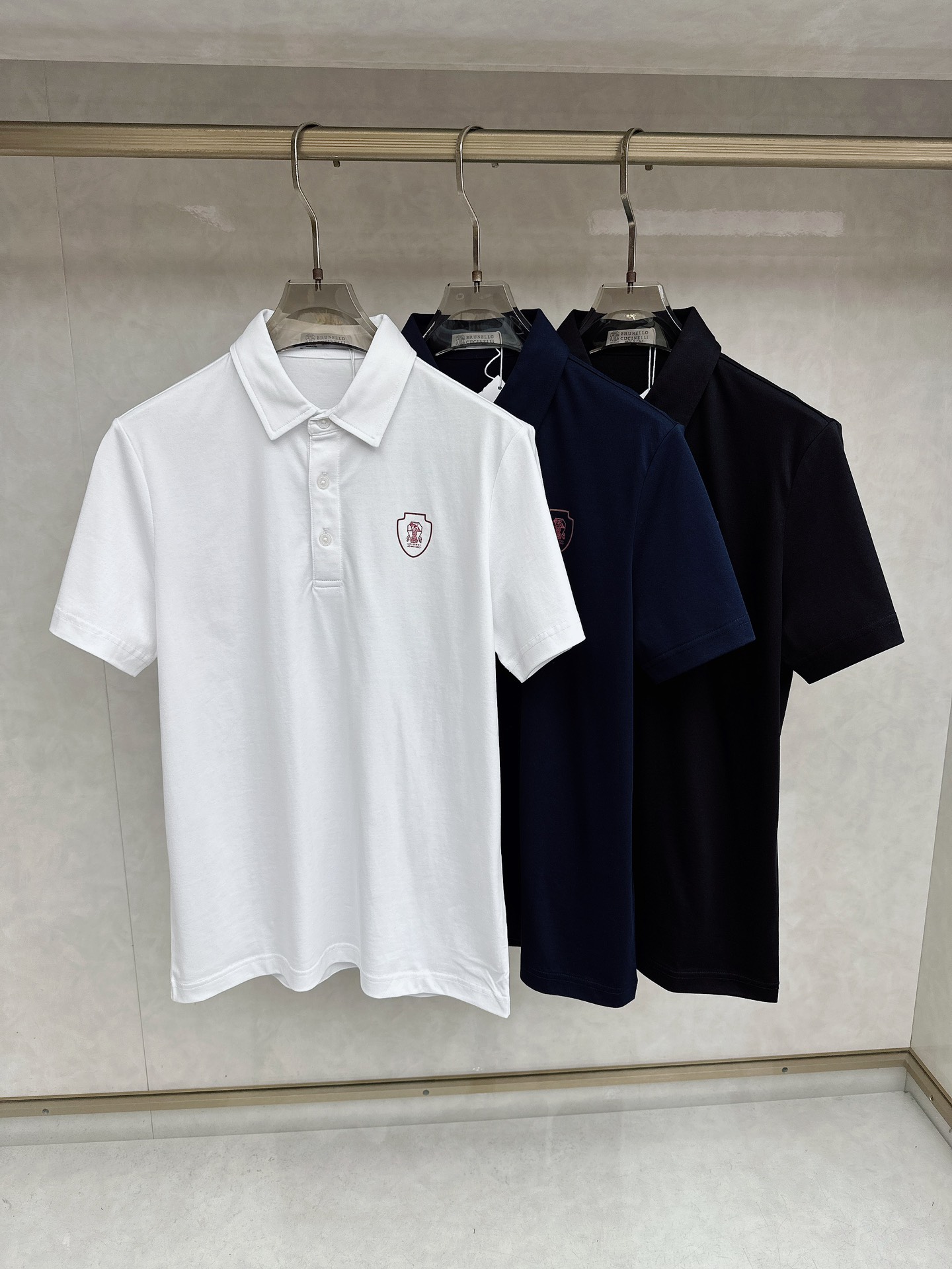 BC 2026顶级品质BC徽标刺绣衬衫领棉质短袖T恤，三标齐全，原版定制logo刻字纽扣，定织顶级220