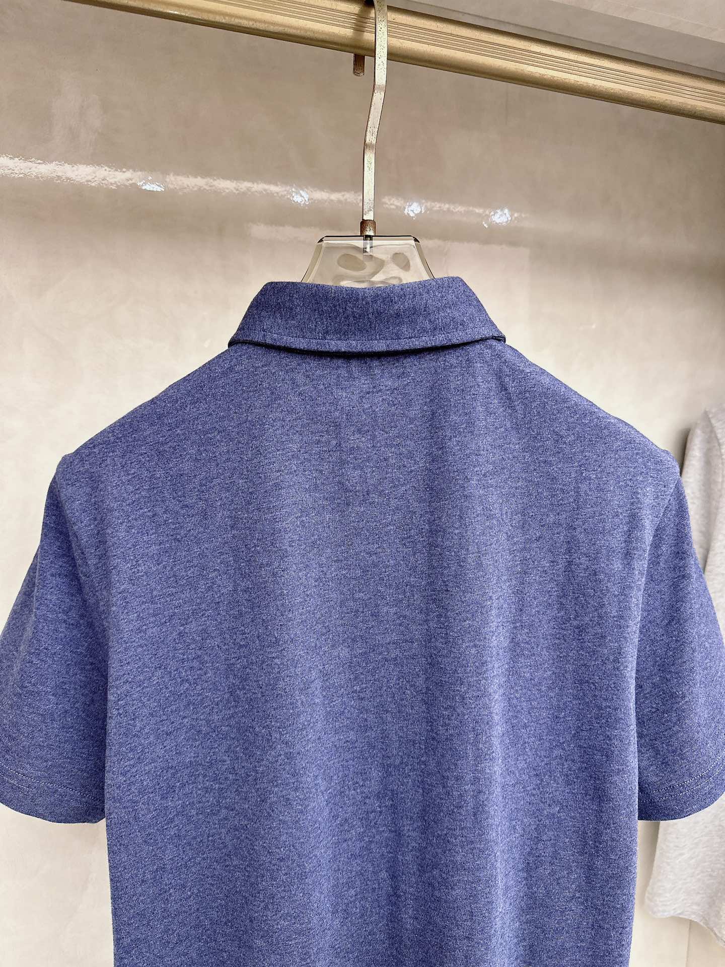 Loro piana 顶级品质Loro piana徽标刺绣衬衫领彩棉短袖T恤，三标齐全，原版定制logo