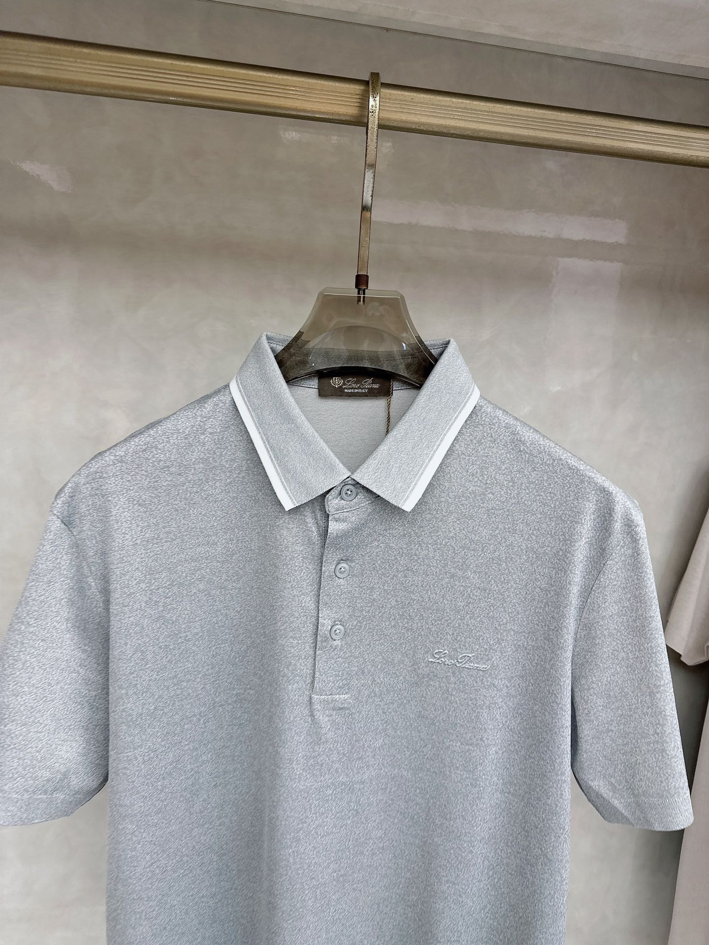 loro Piana 上新 26ss loro Piana 春夏新款花灰起脚平纹短袖 原版定制 轻薄透气