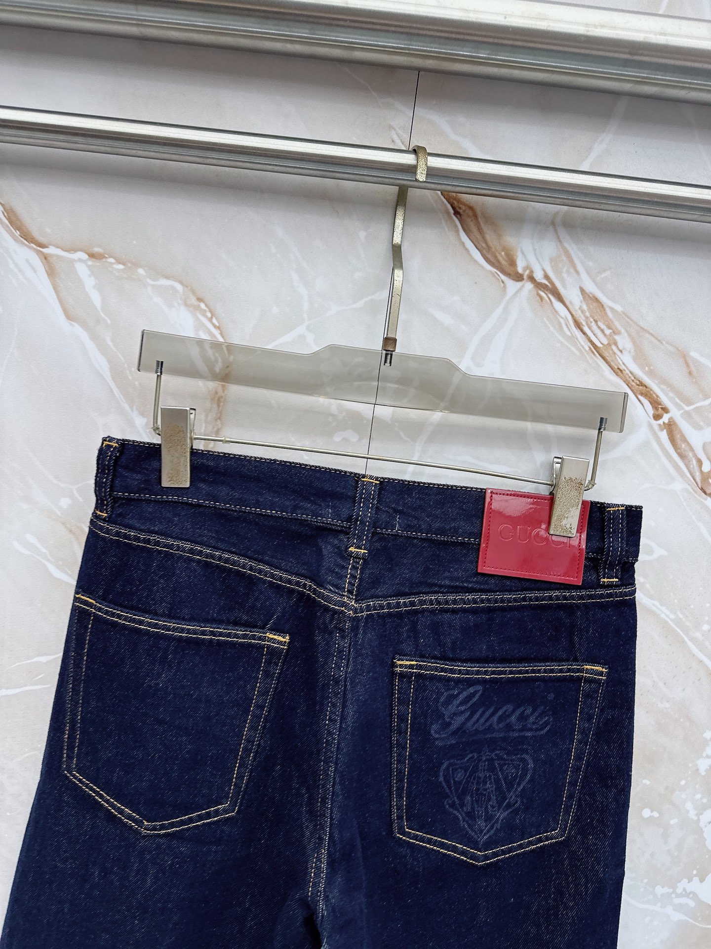 GUGCI古倚 ss 夏季 订制不褪色牛仔蓝短裤🔈弹力面料 微阔版型 必推产品面料 拨印标志性LOGO设