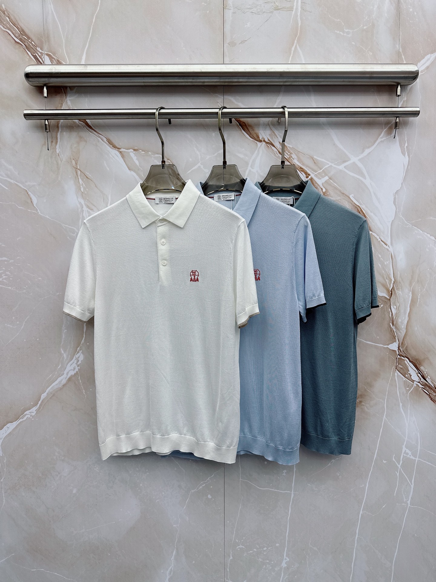 BC 26SS春夏新款桑蚕丝天丝混纺针织翻领短Tee，男士经典徽章刺绣商务休闲针织短袖Polo衫！贸易公