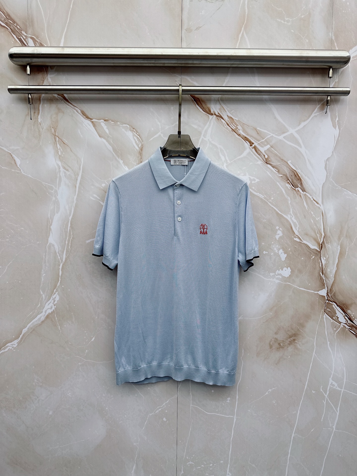 BC 26SS春夏新款桑蚕丝天丝混纺针织翻领短Tee，男士经典徽章刺绣商务休闲针织短袖Polo衫！贸易公