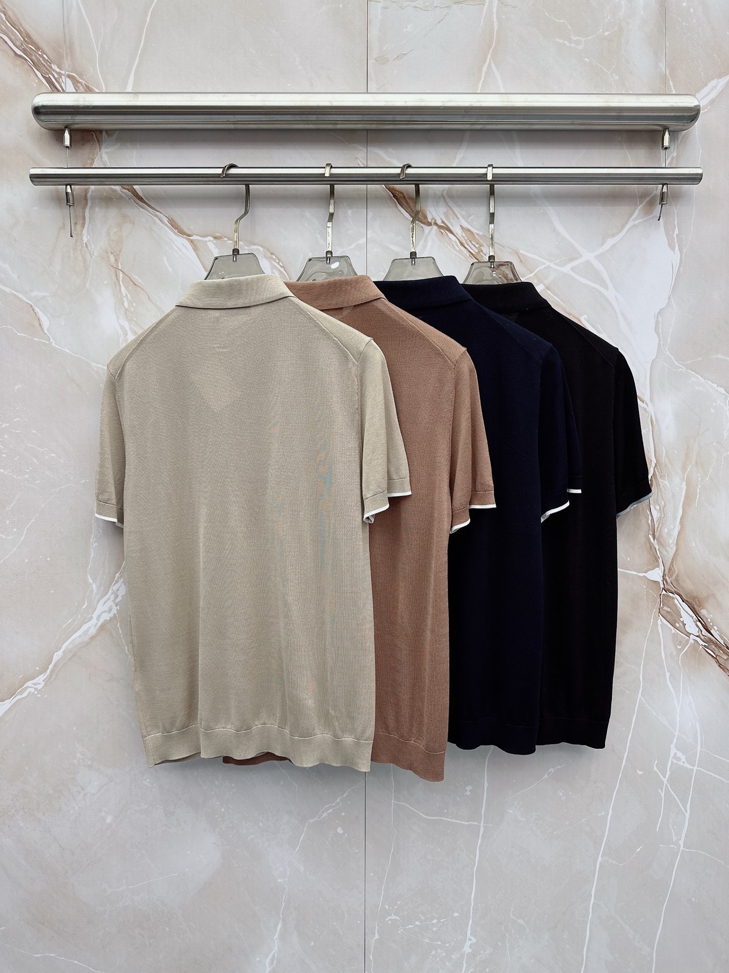 BC 26SS春夏新款桑蚕丝天丝混纺针织翻领短Tee，男士经典徽章刺绣商务休闲针织短袖Polo衫！贸易公