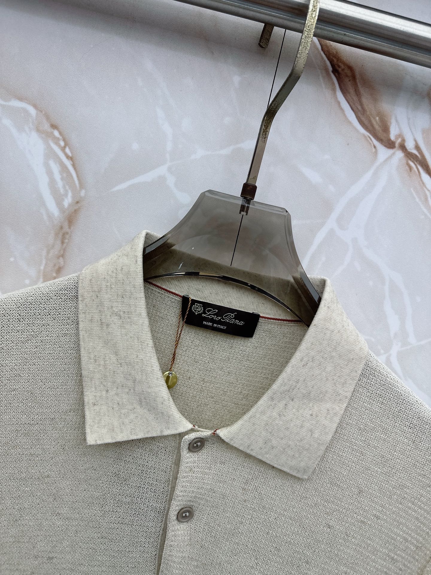 Loro piana春夏新款桑蚕丝天丝混纺针织翻领短Tee，男士经典徽章刺绣商务休闲针织短袖Polo衫！