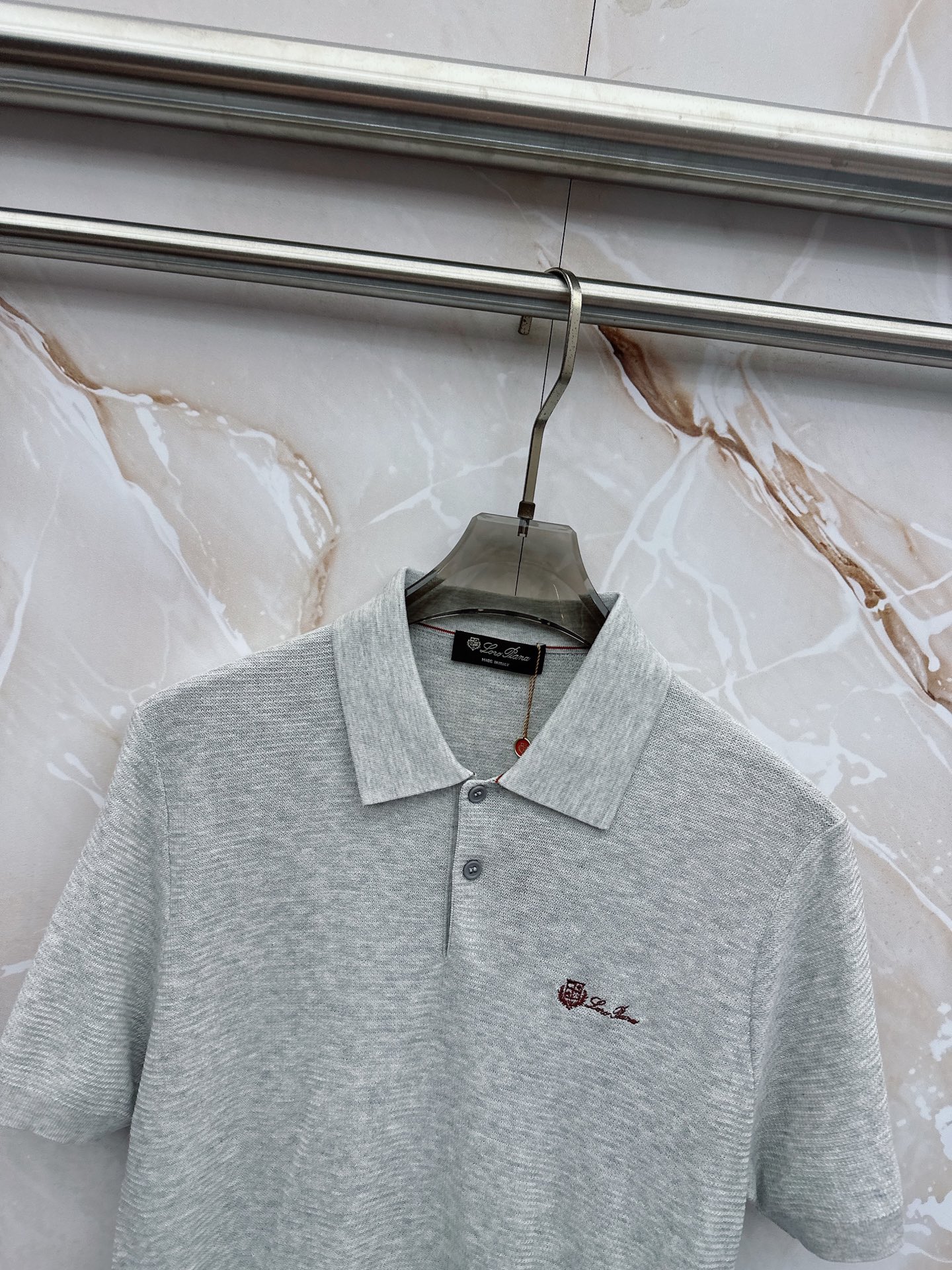 Loro piana春夏新款桑蚕丝天丝混纺针织翻领短Tee，男士经典徽章刺绣商务休闲针织短袖Polo衫！