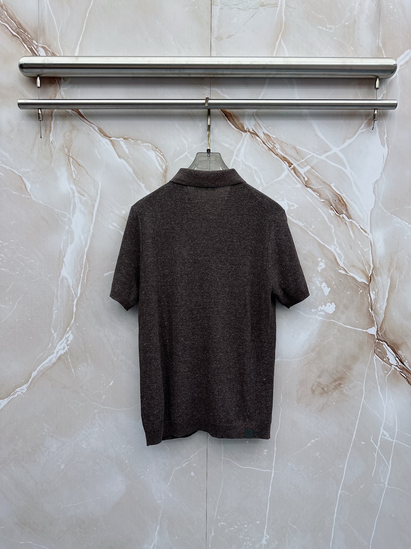 Loro piana春夏新款桑蚕丝天丝混纺针织翻领短Tee，男士经典徽章刺绣商务休闲针织短袖Polo衫！