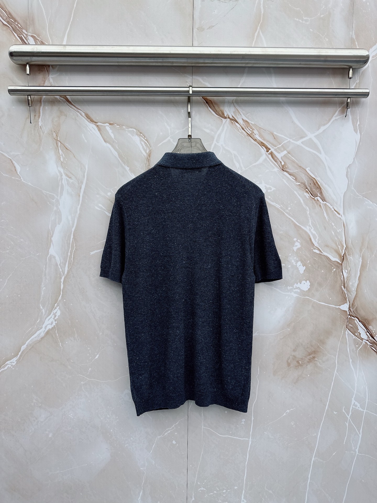 Loro piana春夏新款桑蚕丝天丝混纺针织翻领短Tee，男士经典徽章刺绣商务休闲针织短袖Polo衫！