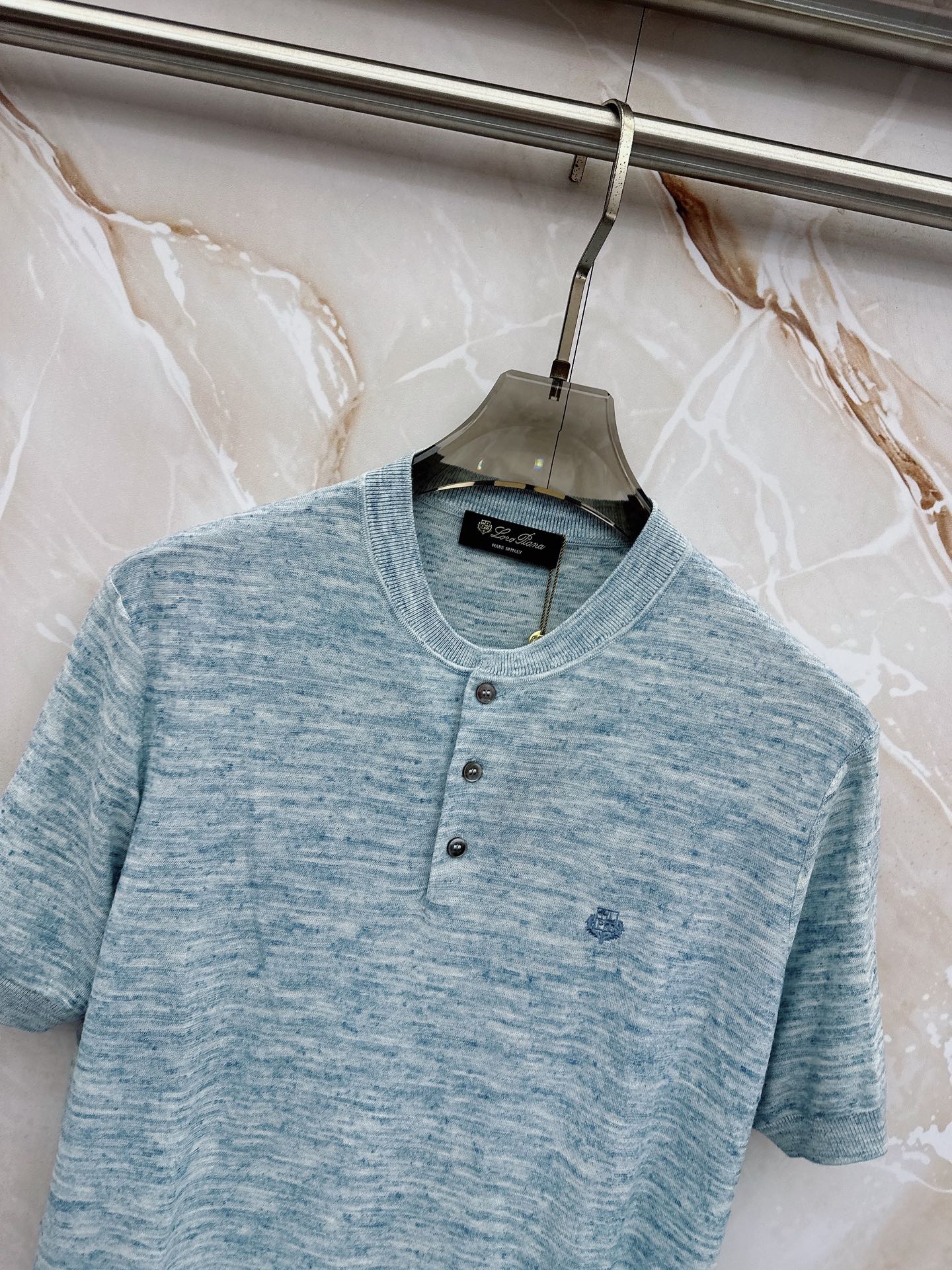 Loro Piana 诺悠翩雅 2026新款男士高端简约翻领针织条纹短袖T恤衫，香港洋行渠道货，纯正血统