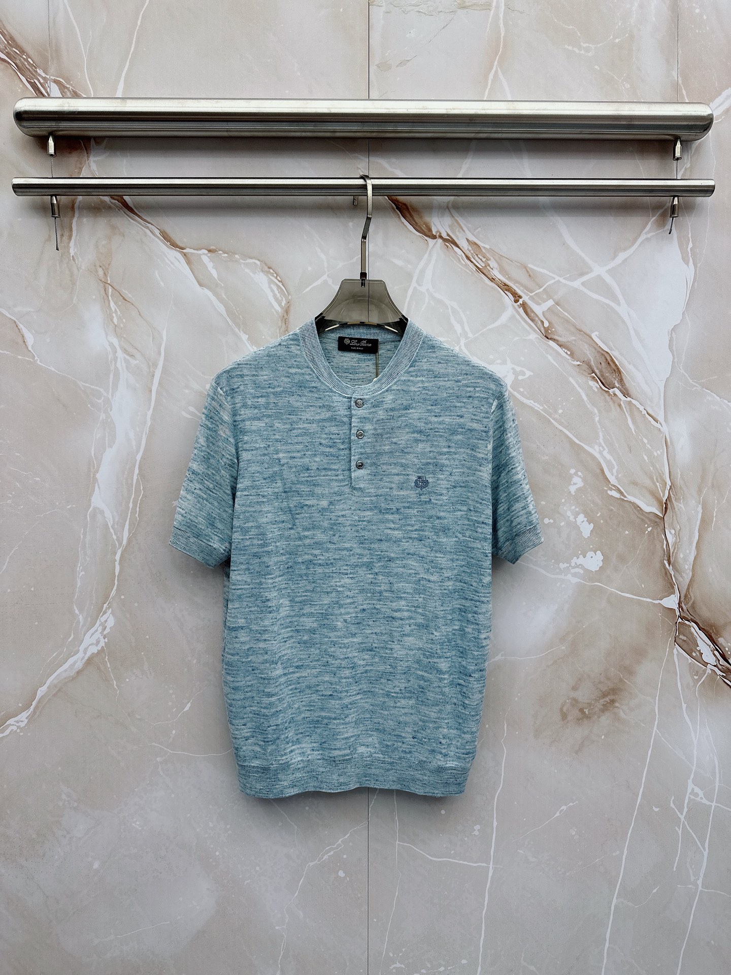 Loro Piana 诺悠翩雅 2026新款男士高端简约翻领针织条纹短袖T恤衫，香港洋行渠道货，纯正血统