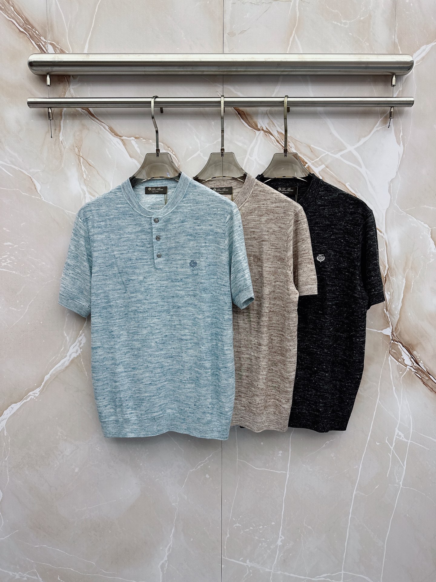 Loro Piana 诺悠翩雅 2026新款男士高端简约翻领针织条纹短袖T恤衫，香港洋行渠道货，纯正血统