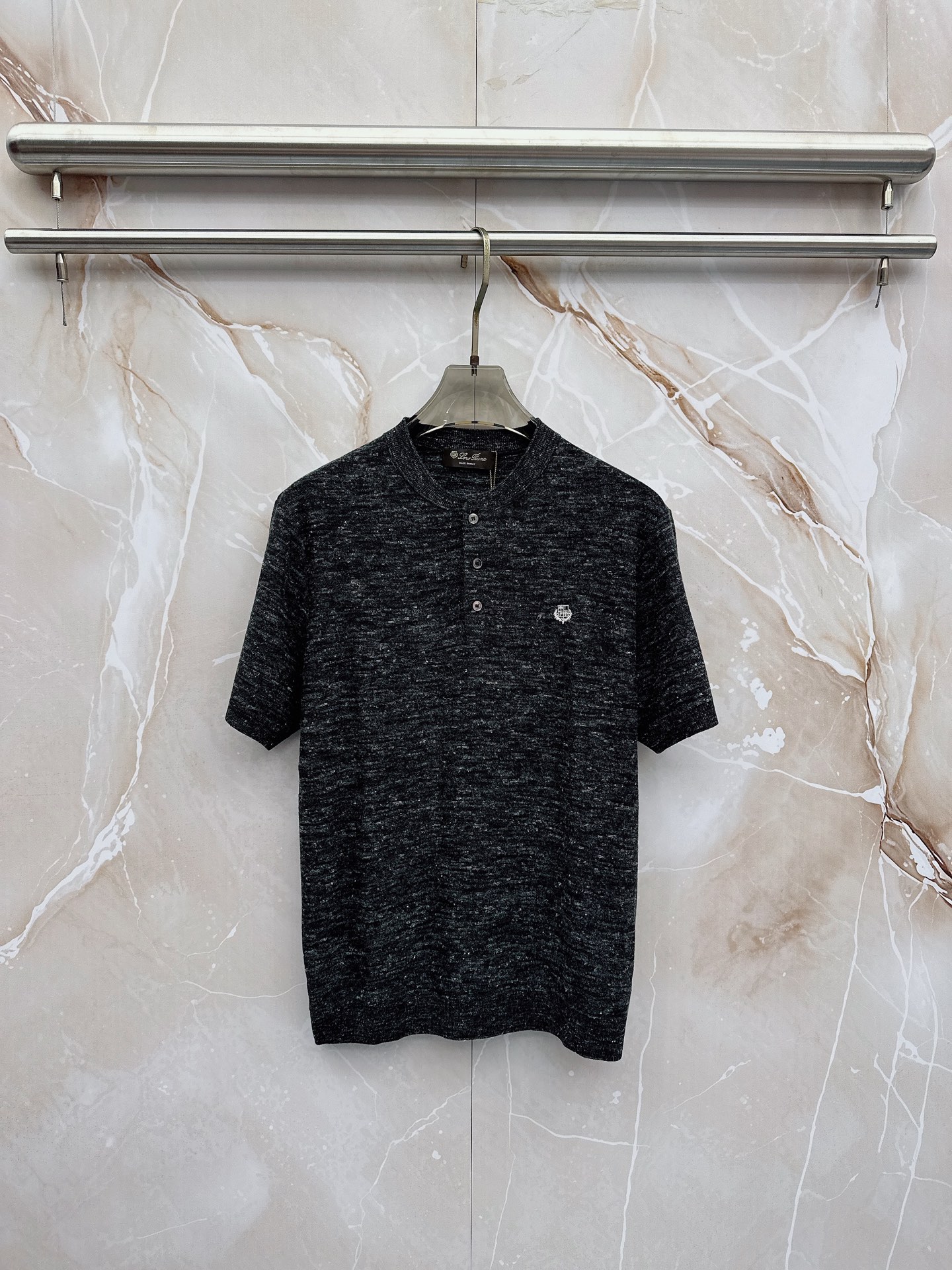 Loro Piana 诺悠翩雅 2026新款男士高端简约翻领针织条纹短袖T恤衫，香港洋行渠道货，纯正血统