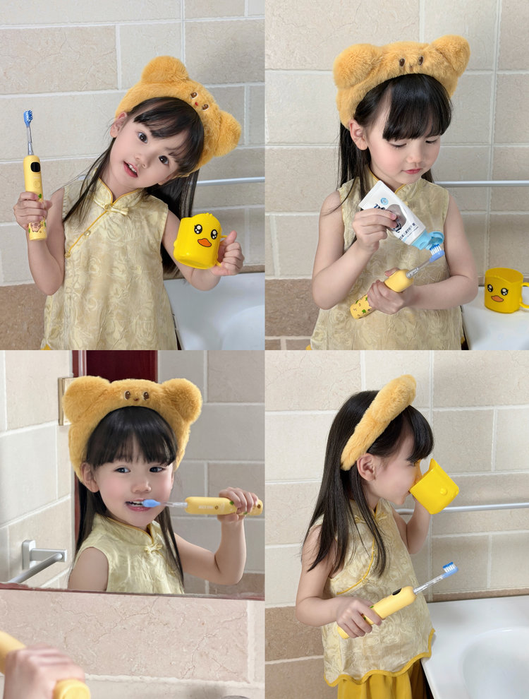 看得见的干净才是真干净
漏刷？语音+屏显马上提醒
高磨圆率，不担心宝宝暴力刷牙
重点是刷丝含氟更防止蛀牙

#艾优声波电动牙刷A9pro-F