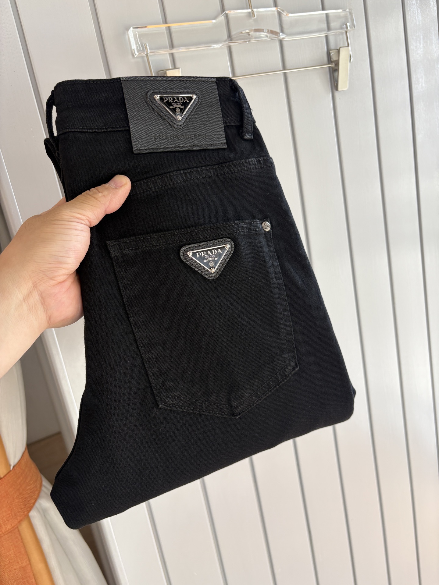 Prada Black Denim Jeans with Embroidered Logo Detail, Sizes 28-38 2 i1749351436265 1723 0 0