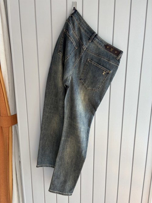 Louis Vuitton Men's Jeans Washed Denim with Embroidered Logo - Stylish & Durable 1 Louis Vuitton Men's Jeans Washed Denim with Embroidered Logo - Stylish & Durable
