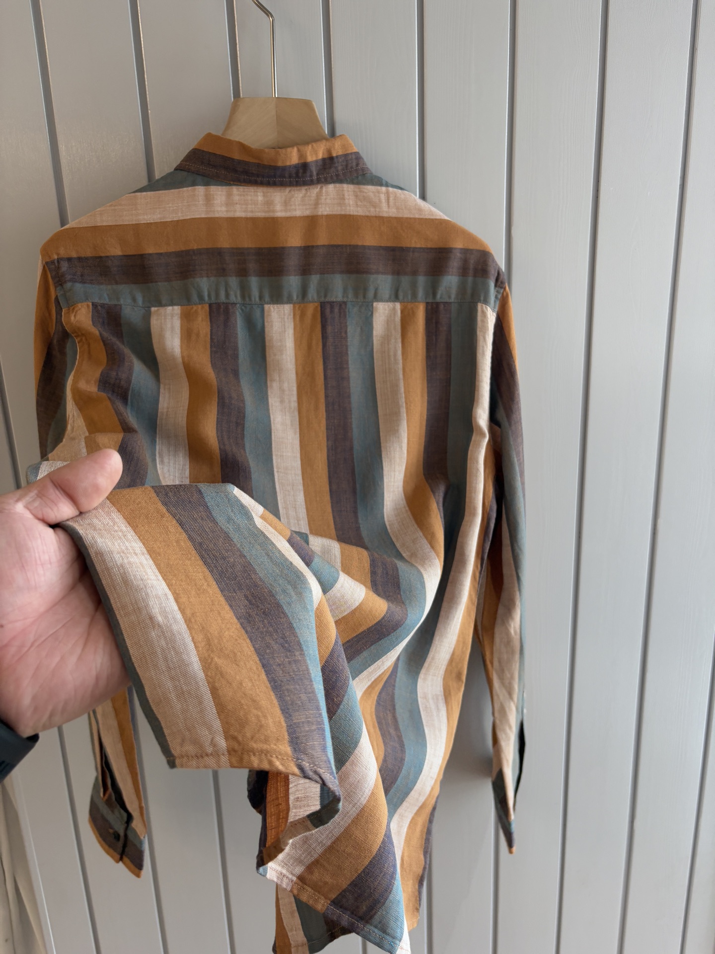 lP🆕 年秋季新款30%亚麻70%色织莱赛尔天丝亚麻休闲长袖衬衣，面料舒适透气&时尚百搭颜色：粉、灰、黄