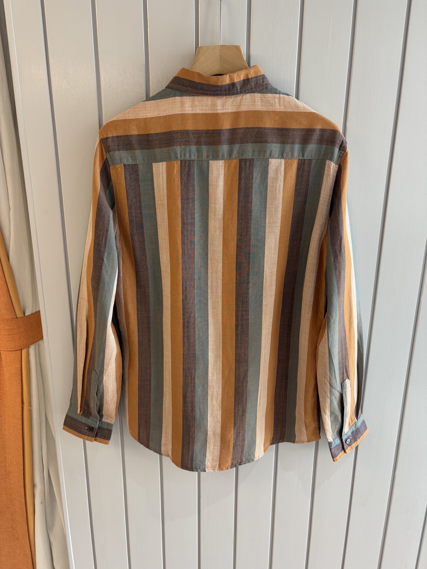 lP🆕 年秋季新款30%亚麻70%色织莱赛尔天丝亚麻休闲长袖衬衣，面料舒适透气&时尚百搭颜色：粉、灰、黄