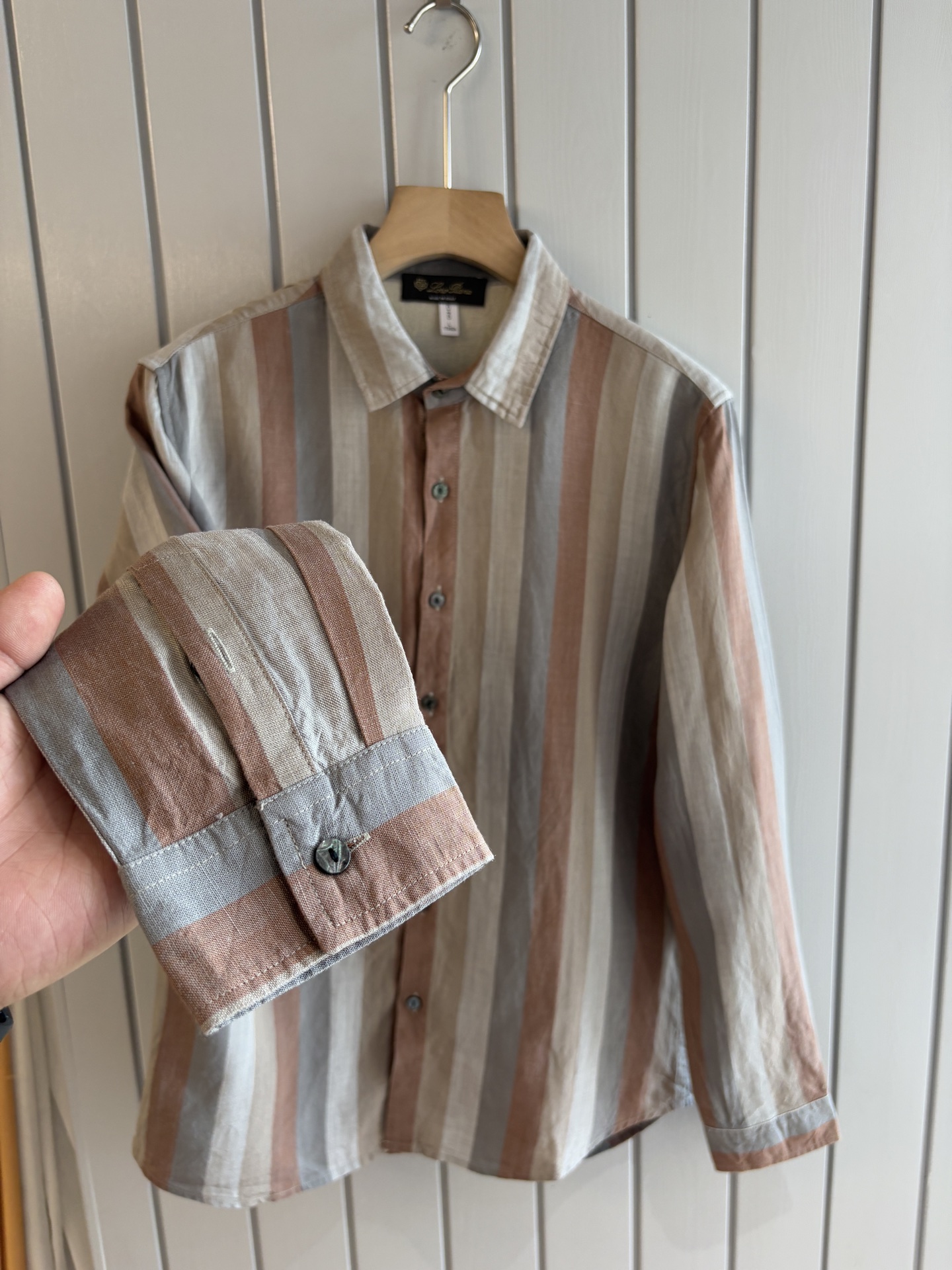 lP🆕 年秋季新款30%亚麻70%色织莱赛尔天丝亚麻休闲长袖衬衣，面料舒适透气&时尚百搭颜色：粉、灰、黄