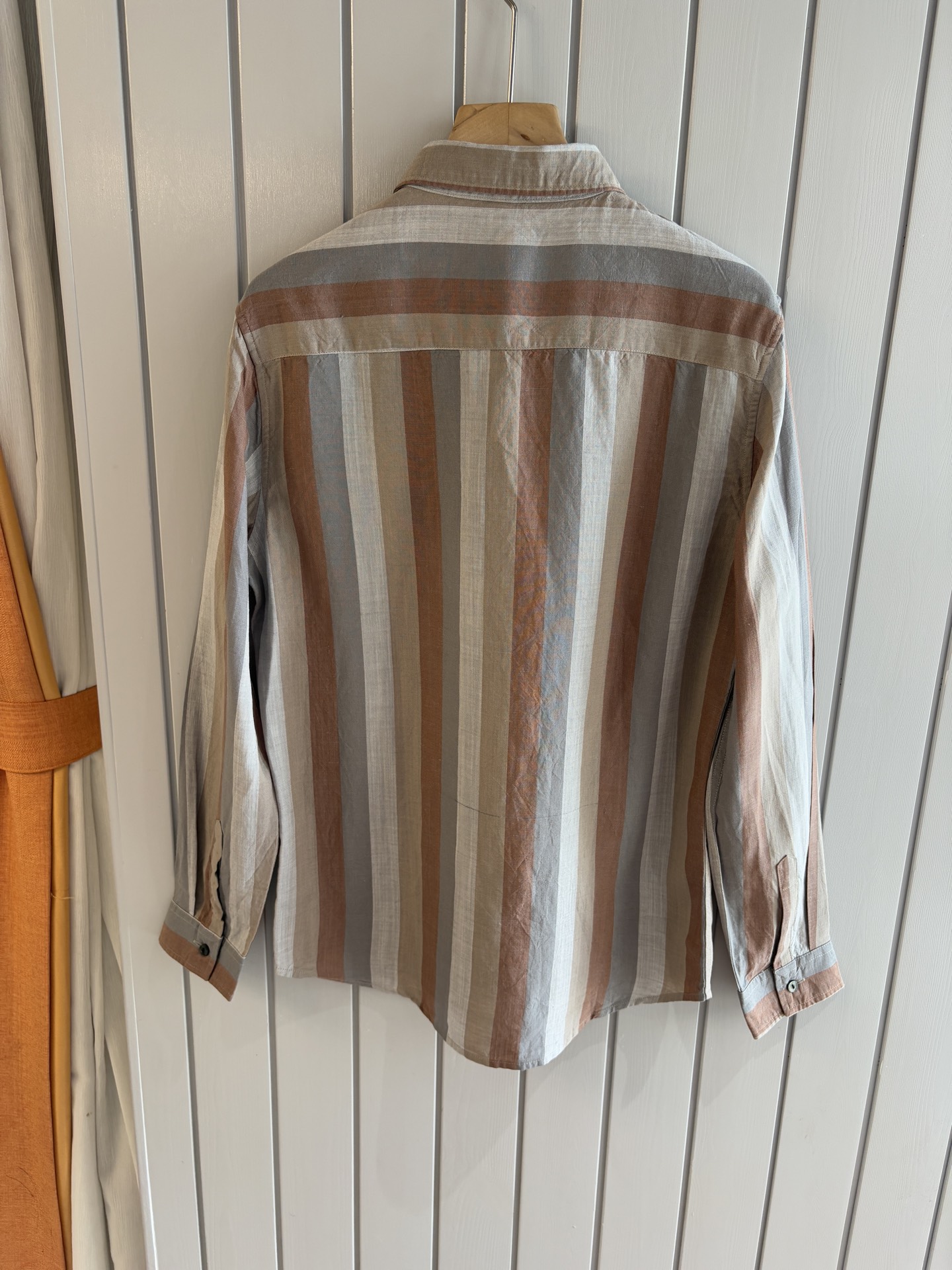 lP🆕 年秋季新款30%亚麻70%色织莱赛尔天丝亚麻休闲长袖衬衣，面料舒适透气&时尚百搭颜色：粉、灰、黄