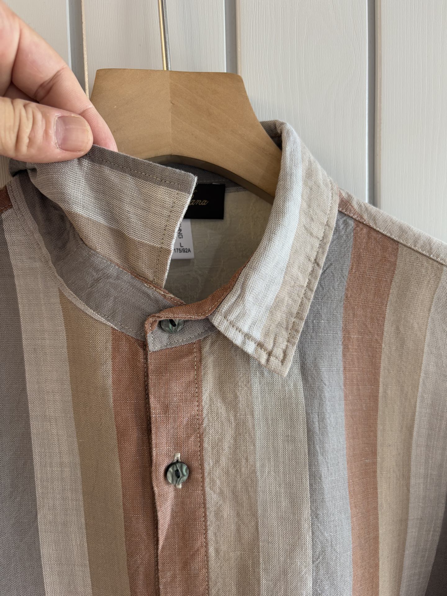 lP🆕 年秋季新款30%亚麻70%色织莱赛尔天丝亚麻休闲长袖衬衣，面料舒适透气&时尚百搭颜色：粉、灰、黄