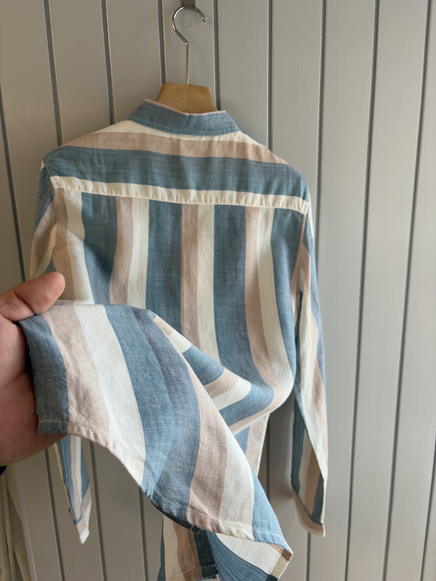 lP🆕 年秋季新款30%亚麻70%色织莱赛尔天丝亚麻休闲长袖衬衣，面料舒适透气&时尚百搭颜色：粉、灰、黄