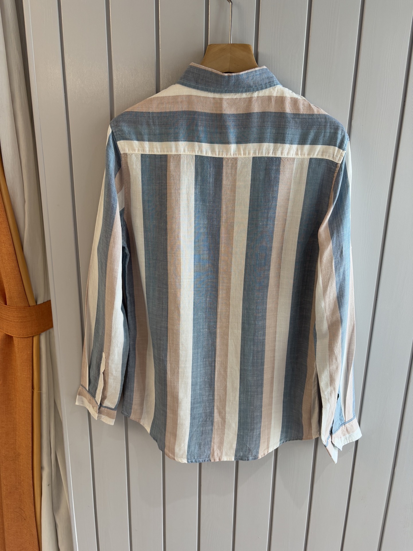 lP🆕 年秋季新款30%亚麻70%色织莱赛尔天丝亚麻休闲长袖衬衣，面料舒适透气&时尚百搭颜色：粉、灰、黄